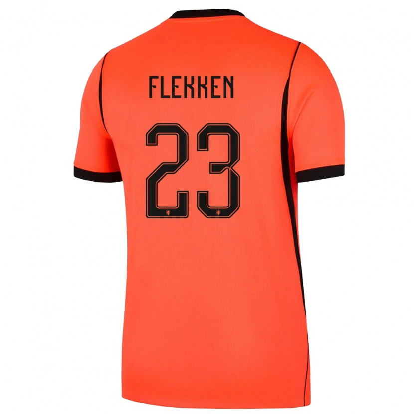 Danxen Niño Camiseta Países Bajos Mark Flekken #23 Naranja Negro 1ª Equipación 26-28 La Camisa México