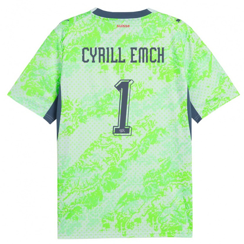 Danxen Niño Camiseta Suiza Cyrill Emch #1 Verde Marino 2ª Equipación 26-28 La Camisa México