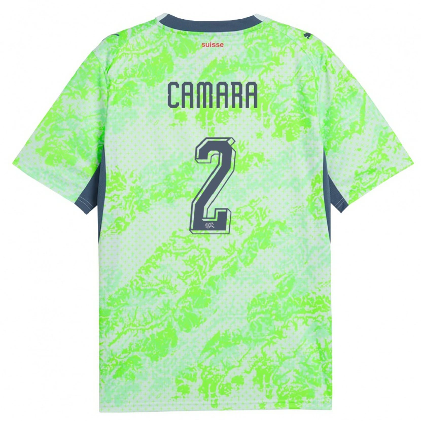 Danxen Niño Camiseta Suiza Sambou Camara #2 Verde Marino 2ª Equipación 26-28 La Camisa México