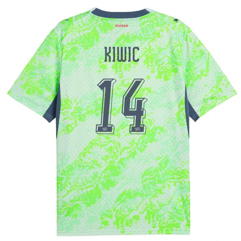 Danxen Niño Camiseta Suiza Rahel Kiwic #14 Verde Marino 2ª Equipación 26-28 La Camisa México