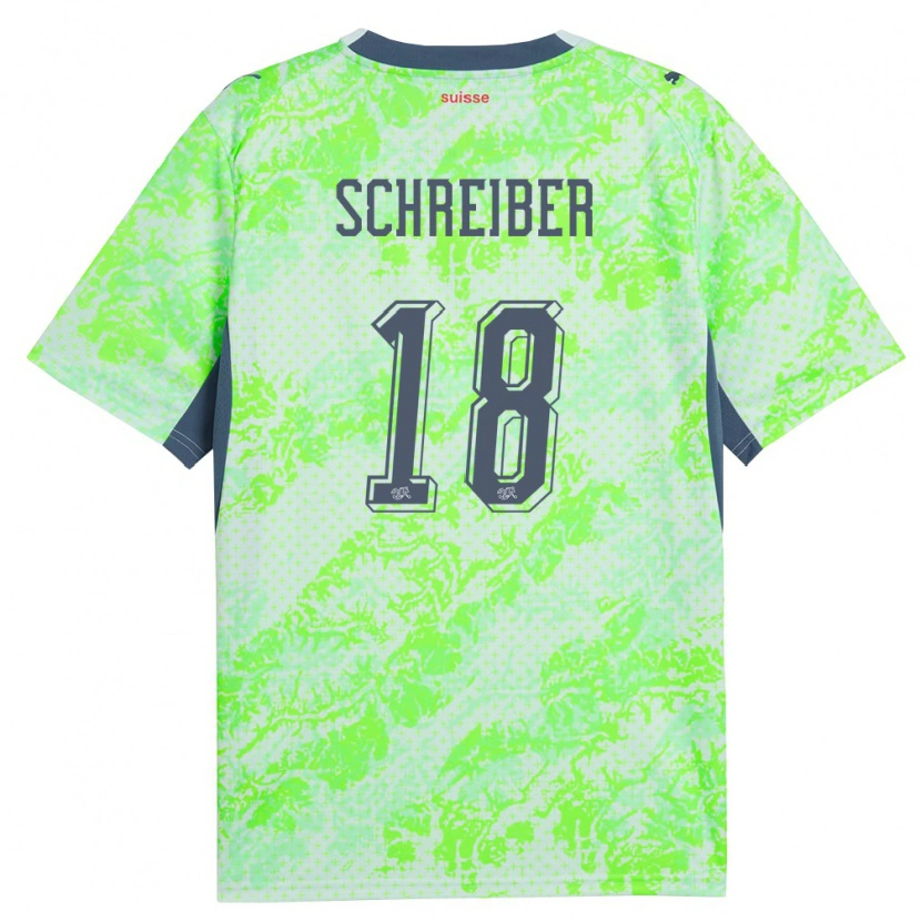 Danxen Niño Camiseta Suiza Loris Schreiber #18 Verde Marino 2ª Equipación 26-28 La Camisa México