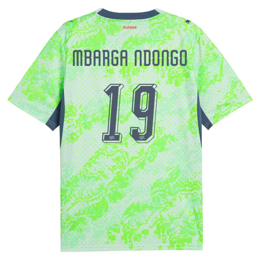 Danxen Niño Camiseta Suiza Ernest Mbarga Ndongo #19 Verde Marino 2ª Equipación 26-28 La Camisa México