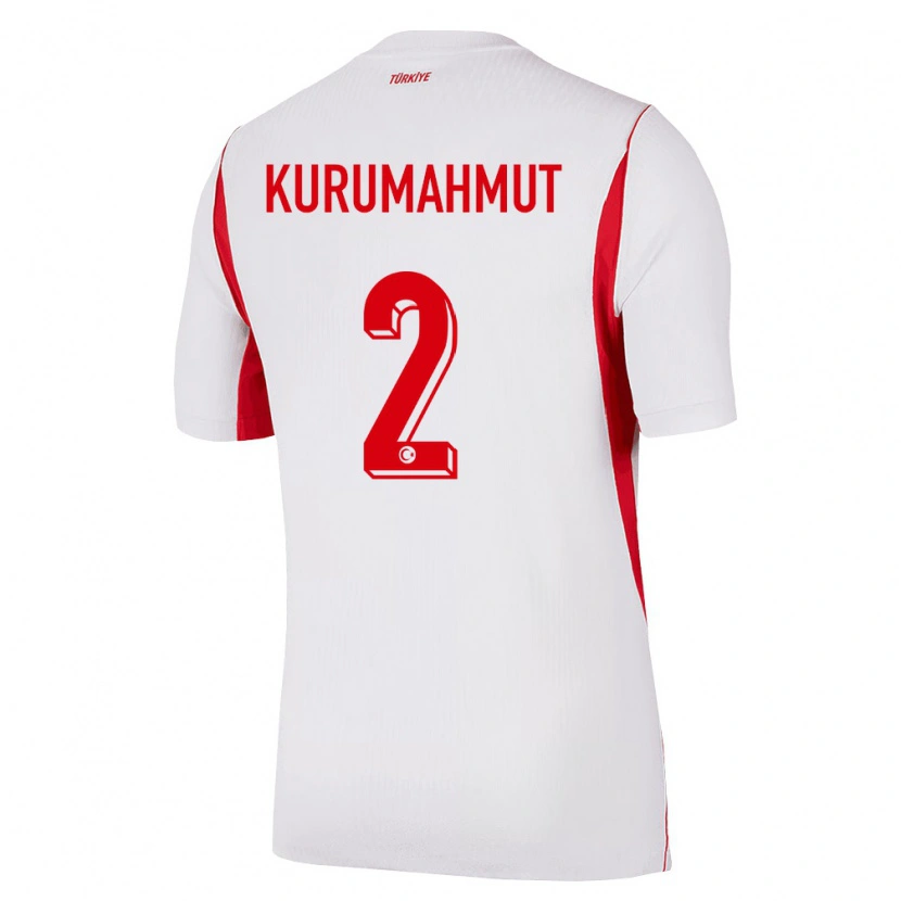 Danxen Niño Camiseta Turquía Osman Kurumahmut #2 Blanco Rojo Borgoña 2ª Equipación 26-28 La Camisa México