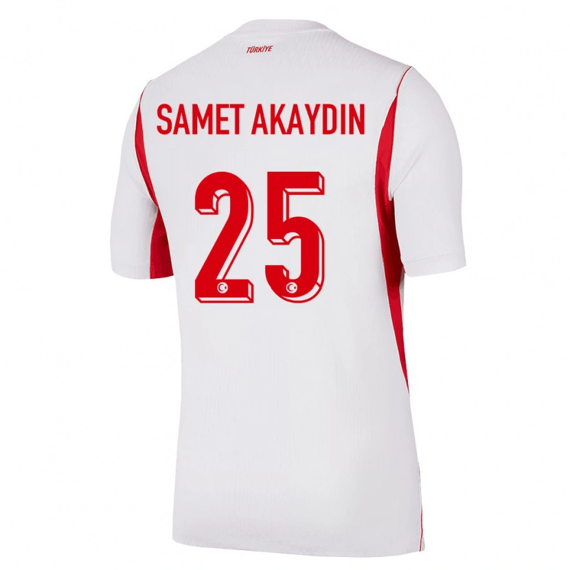 Danxen Niño Camiseta Turquía Samet Akaydin #25 Blanco Rojo Borgoña 2ª Equipación 26-28 La Camisa México