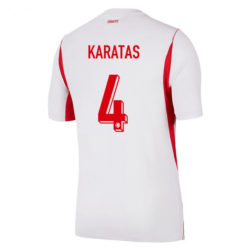 Danxen Niño Camiseta Turquía Eda Karataş #4 Blanco Rojo Borgoña 2ª Equipación 26-28 La Camisa México