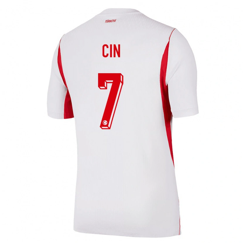 Danxen Niño Camiseta Turquía Miray Cin #7 Blanco Rojo Borgoña 2ª Equipación 26-28 La Camisa México