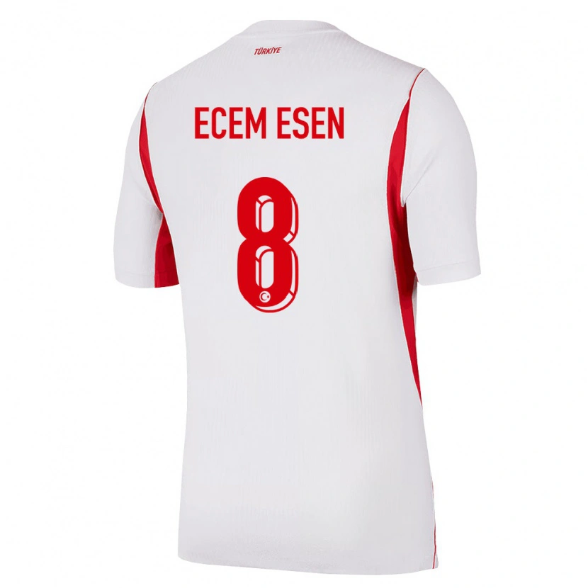 Danxen Niño Camiseta Turquía Emine Ecem Esen #8 Blanco Rojo Borgoña 2ª Equipación 26-28 La Camisa México