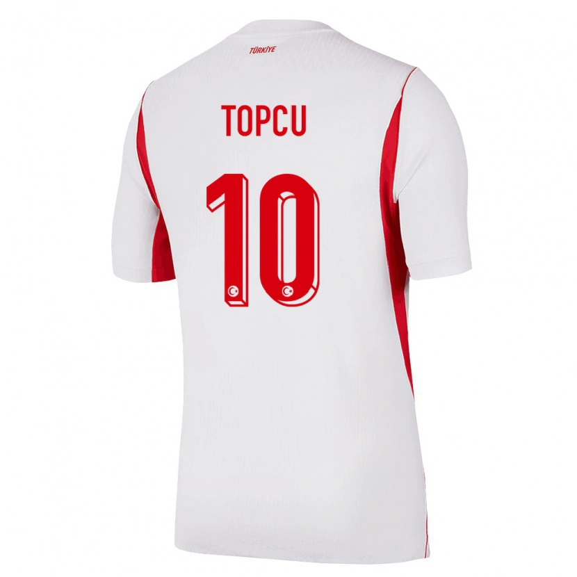 Danxen Niño Camiseta Turquía Ebru Topçu #10 Blanco Rojo Borgoña 2ª Equipación 26-28 La Camisa México