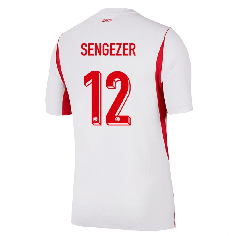 Danxen Niño Camiseta Turquía Muhammed Şengezer #12 Blanco Rojo Borgoña 2ª Equipación 26-28 La Camisa México