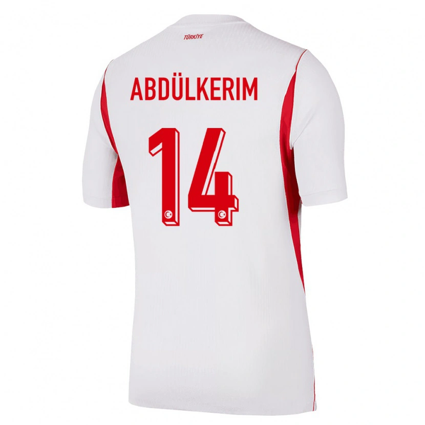 Danxen Niño Camiseta Turquía Abdülkerim Bardakcı #14 Blanco Rojo Borgoña 2ª Equipación 26-28 La Camisa México