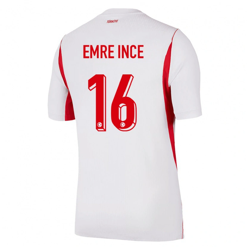 Danxen Niño Camiseta Turquía Taha Emre İnce #16 Blanco Rojo Borgoña 2ª Equipación 26-28 La Camisa México