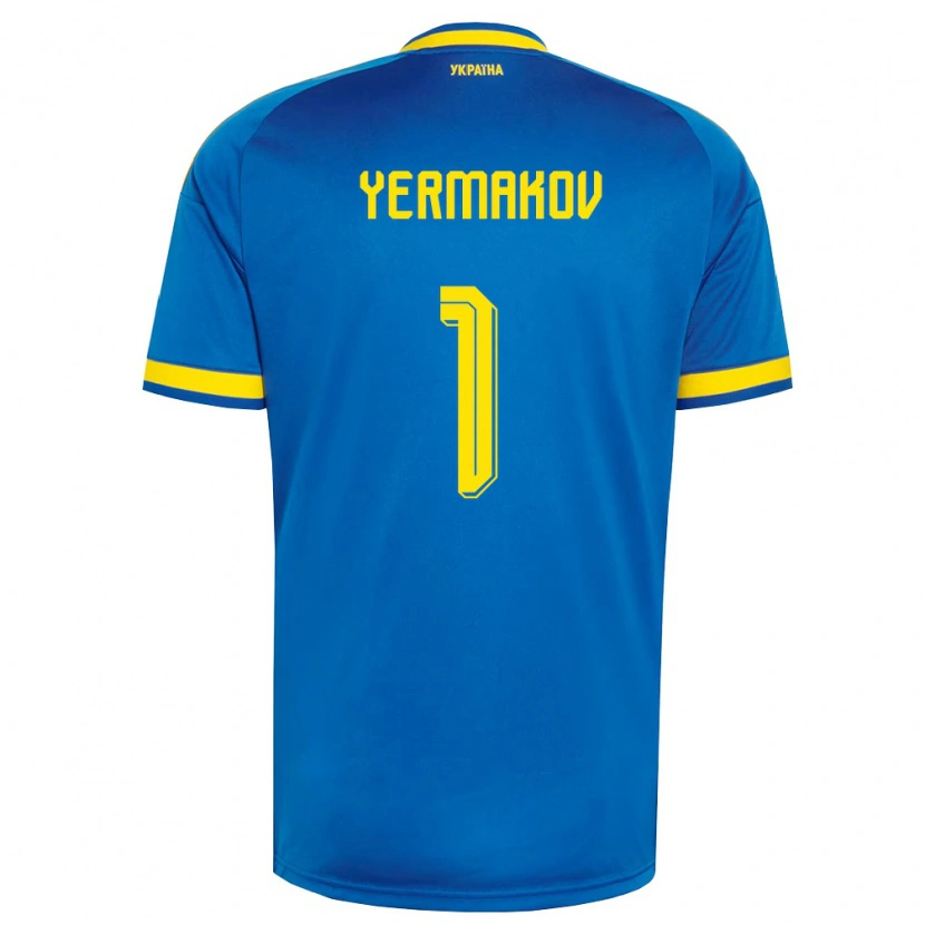 Danxen Niño Camiseta Ucrania Georgiy Yermakov #1 Azul Amarillo Marino 2ª Equipación 26-28 La Camisa México