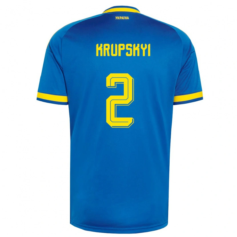 Danxen Niño Camiseta Ucrania Ilya Krupskyi #2 Azul Amarillo Marino 2ª Equipación 26-28 La Camisa México