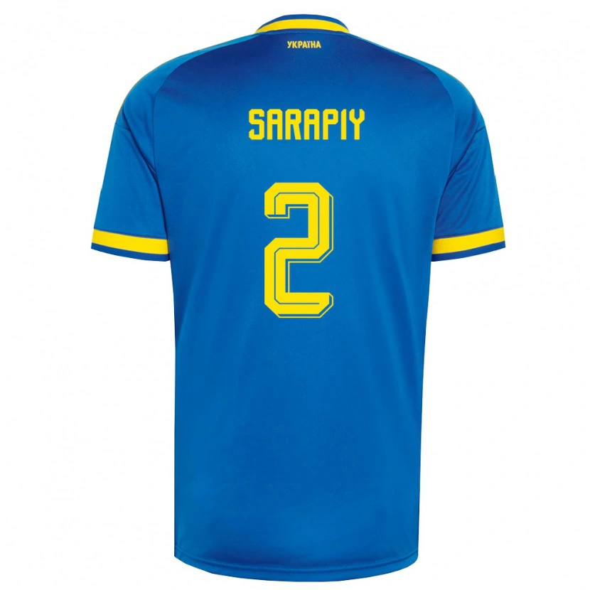 Danxen Niño Camiseta Ucrania Eduard Sarapiy #2 Azul Amarillo Marino 2ª Equipación 26-28 La Camisa México