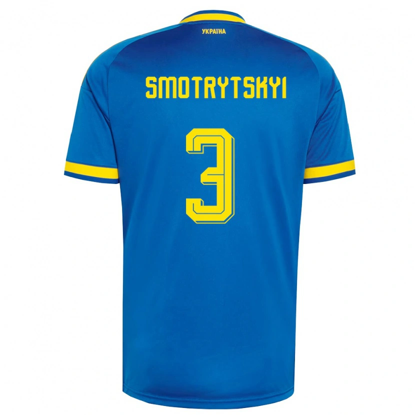 Danxen Niño Camiseta Ucrania Nazar Smotrytskyi #3 Azul Amarillo Marino 2ª Equipación 26-28 La Camisa México