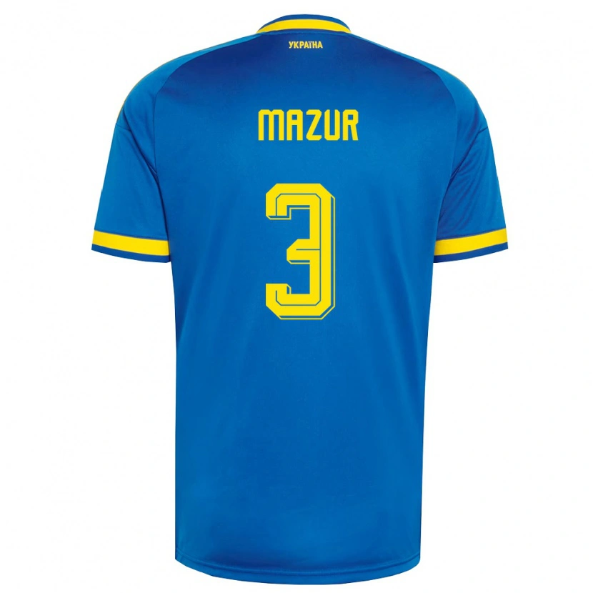 Danxen Niño Camiseta Ucrania Artem Mazur #3 Azul Amarillo Marino 2ª Equipación 26-28 La Camisa México
