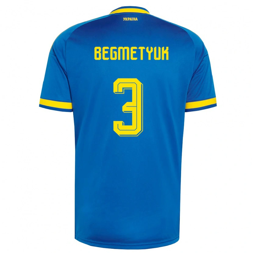 Danxen Niño Camiseta Ucrania Bogdan Begmetyuk #3 Azul Amarillo Marino 2ª Equipación 26-28 La Camisa México