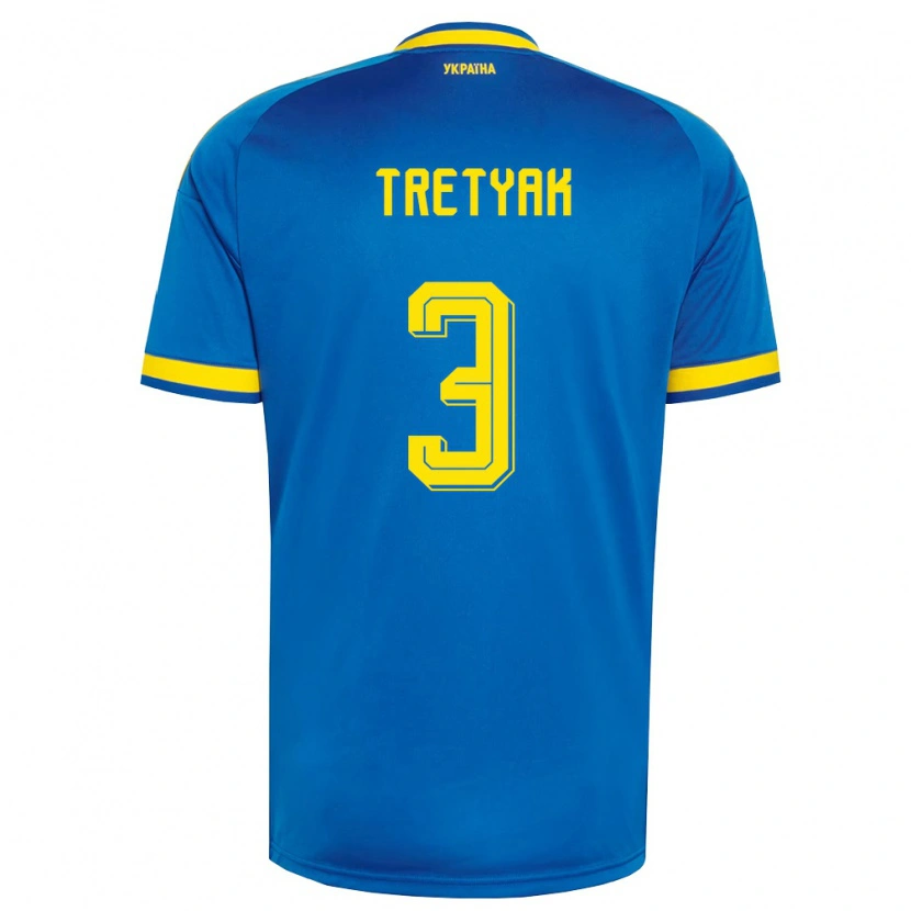 Danxen Niño Camiseta Ucrania Demyan Tretyak #3 Azul Amarillo Marino 2ª Equipación 26-28 La Camisa México