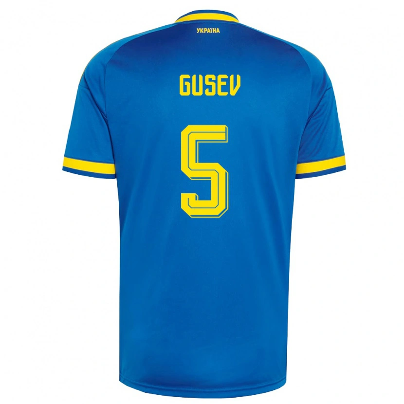 Danxen Niño Camiseta Ucrania Oleksiy Gusev #5 Azul Amarillo Marino 2ª Equipación 26-28 La Camisa México