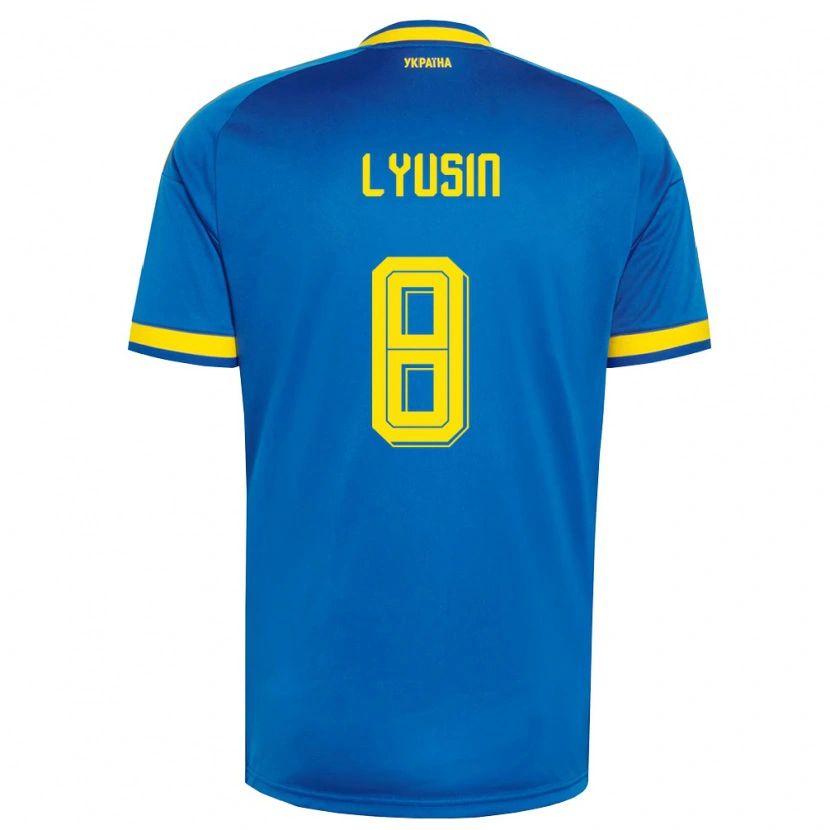Danxen Niño Camiseta Ucrania Pavlo Lyusin #8 Azul Amarillo Marino 2ª Equipación 26-28 La Camisa México