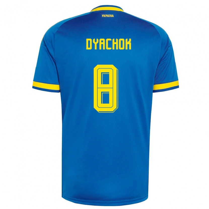 Danxen Niño Camiseta Ucrania Danylo Dyachok #8 Azul Amarillo Marino 2ª Equipación 26-28 La Camisa México