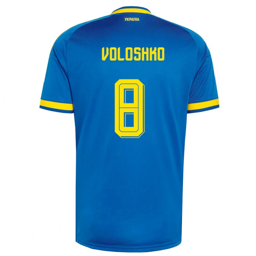 Danxen Niño Camiseta Ucrania Yevgeniy Voloshko #8 Azul Amarillo Marino 2ª Equipación 26-28 La Camisa México