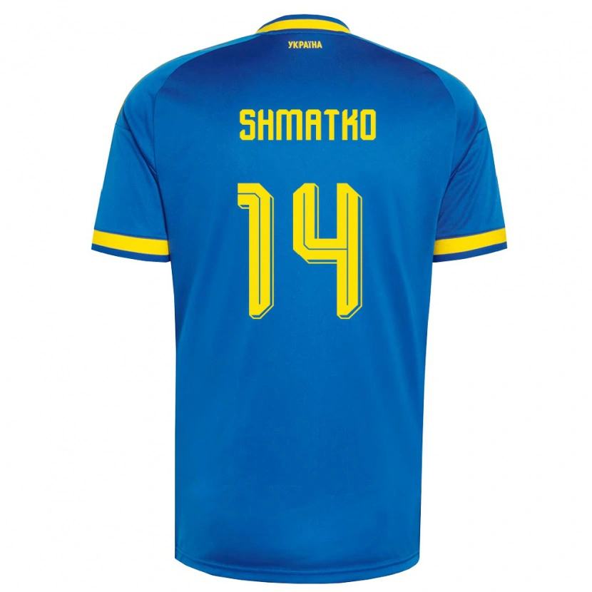 Danxen Niño Camiseta Ucrania Lyubov Shmatko #14 Azul Amarillo Marino 2ª Equipación 26-28 La Camisa México