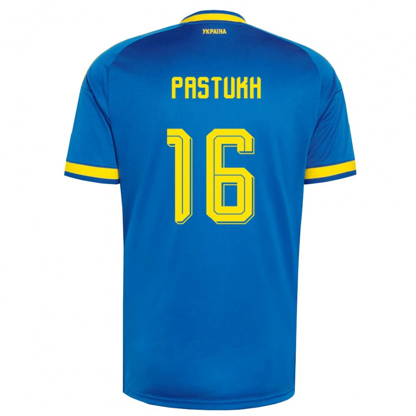 Danxen Niño Camiseta Ucrania Yevgeniy Pastukh #16 Azul Amarillo Marino 2ª Equipación 26-28 La Camisa México