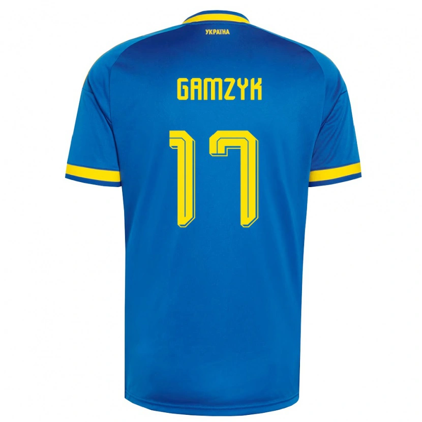 Danxen Niño Camiseta Ucrania Andriy Gamzyk #17 Azul Amarillo Marino 2ª Equipación 26-28 La Camisa México