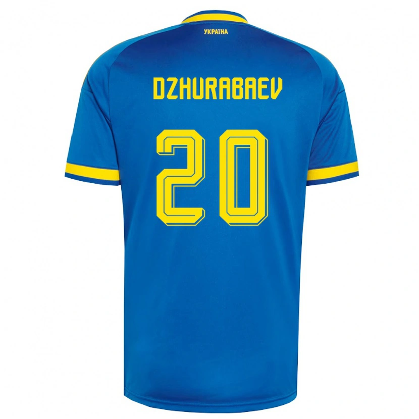 Danxen Niño Camiseta Ucrania Mukhammad Dzhurabaev #20 Azul Amarillo Marino 2ª Equipación 26-28 La Camisa México