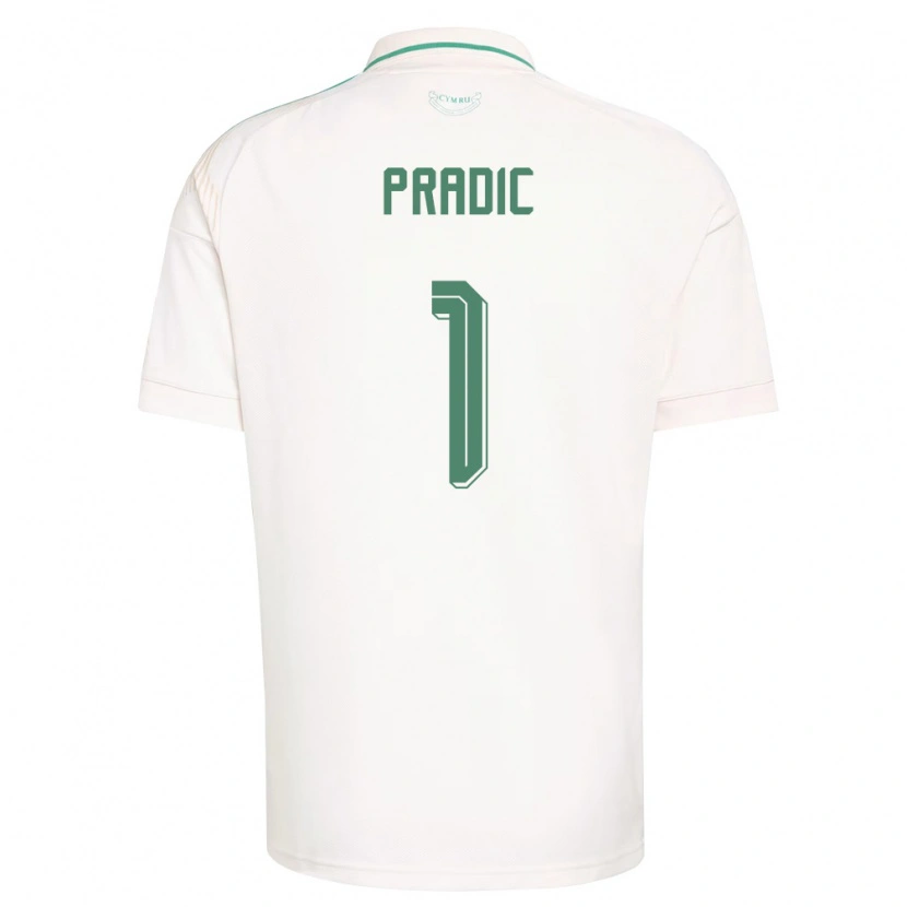 Danxen Niño Camiseta Gales James Pradic #1 Blanco Marrón Verde 2ª Equipación 26-28 La Camisa México