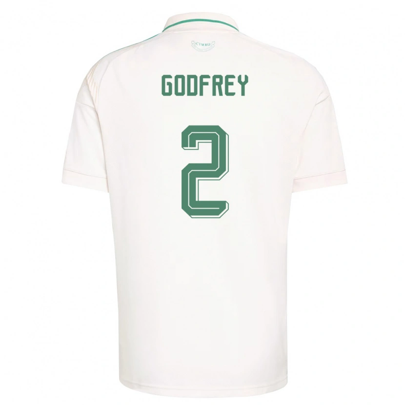 Danxen Niño Camiseta Gales Alex Godfrey #2 Blanco Marrón Verde 2ª Equipación 26-28 La Camisa México
