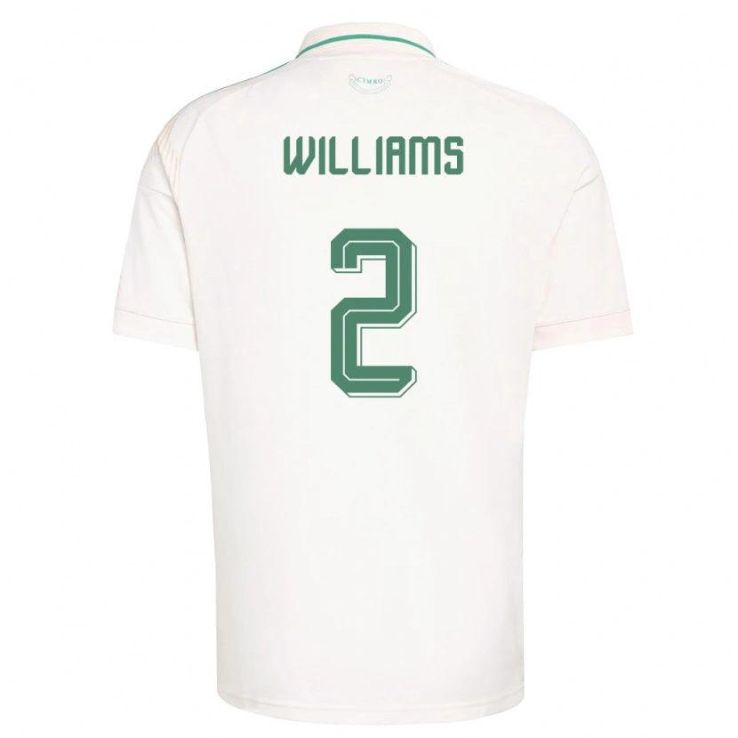 Danxen Niño Camiseta Gales Morgan Williams #2 Blanco Marrón Verde 2ª Equipación 26-28 La Camisa México