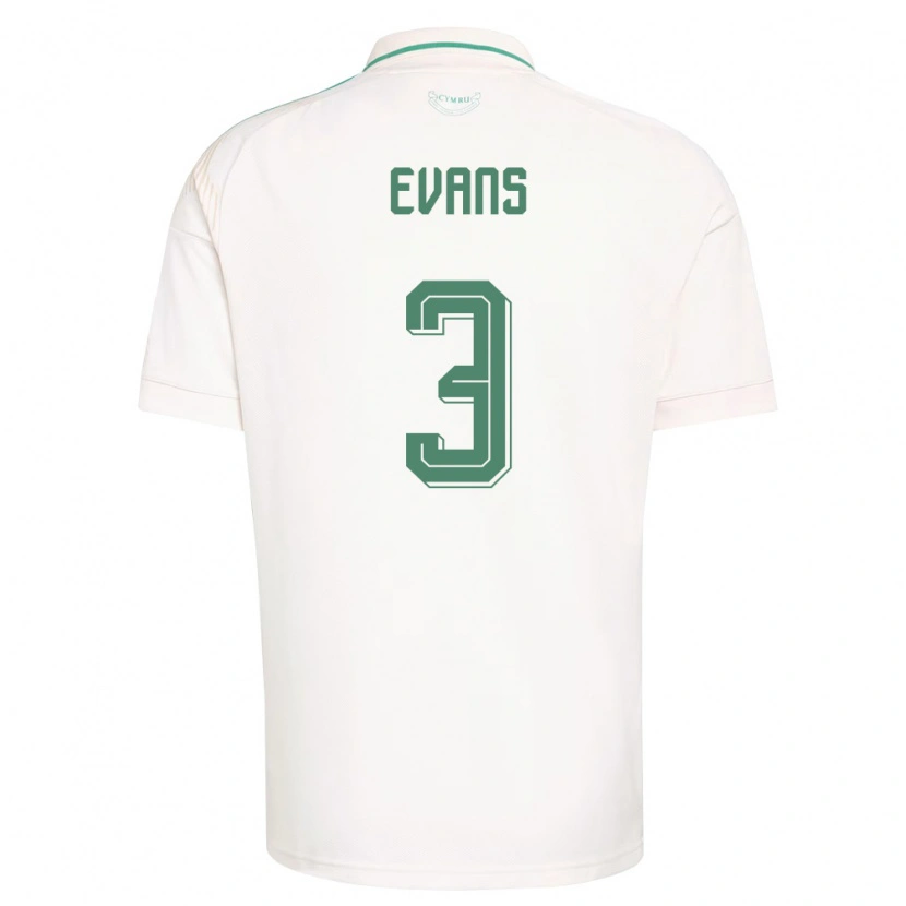 Danxen Niño Camiseta Gales Gemma Evans #3 Blanco Marrón Verde 2ª Equipación 26-28 La Camisa México