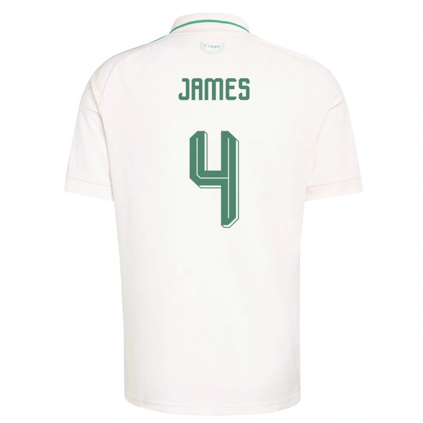 Danxen Niño Camiseta Gales Ed James #4 Blanco Marrón Verde 2ª Equipación 26-28 La Camisa México