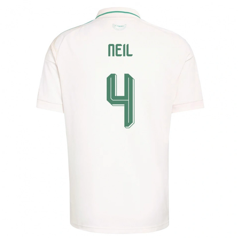 Danxen Niño Camiseta Gales Marlie Neil #4 Blanco Marrón Verde 2ª Equipación 26-28 La Camisa México