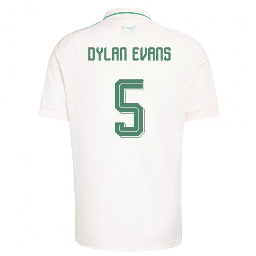 Danxen Niño Camiseta Gales Dylan Evans #5 Blanco Marrón Verde 2ª Equipación 26-28 La Camisa México