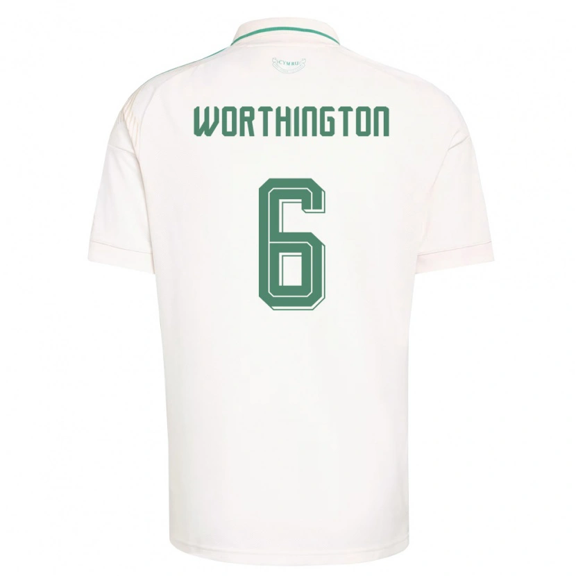 Danxen Niño Camiseta Gales Jacob Worthington #6 Blanco Marrón Verde 2ª Equipación 26-28 La Camisa México