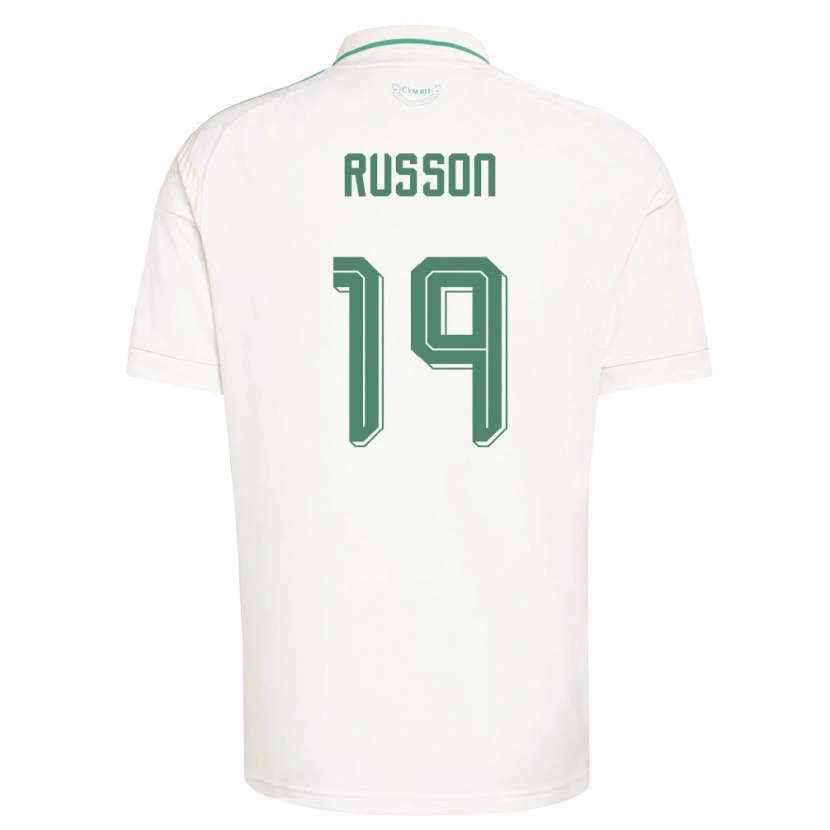 Danxen Niño Camiseta Gales Will Russon #19 Blanco Marrón Verde 2ª Equipación 26-28 La Camisa México