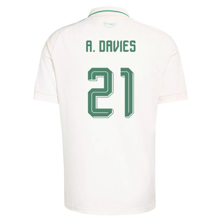 Danxen Niño Camiseta Gales Adam Davies #21 Blanco Marrón Verde 2ª Equipación 26-28 La Camisa México