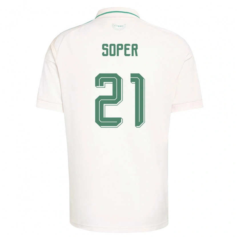 Danxen Niño Camiseta Gales Poppy Soper #21 Blanco Marrón Verde 2ª Equipación 26-28 La Camisa México