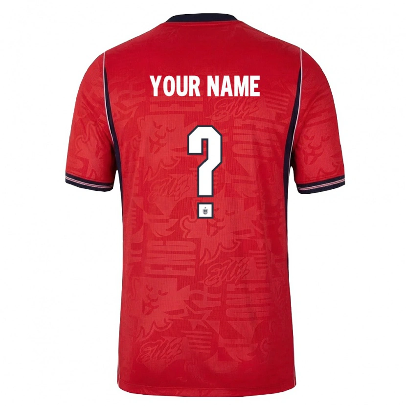 Danxen Niño Camiseta Inglaterra Su Nombre #0 Rojo Marino Blanco 2ª Equipación 26-28 La Camisa México