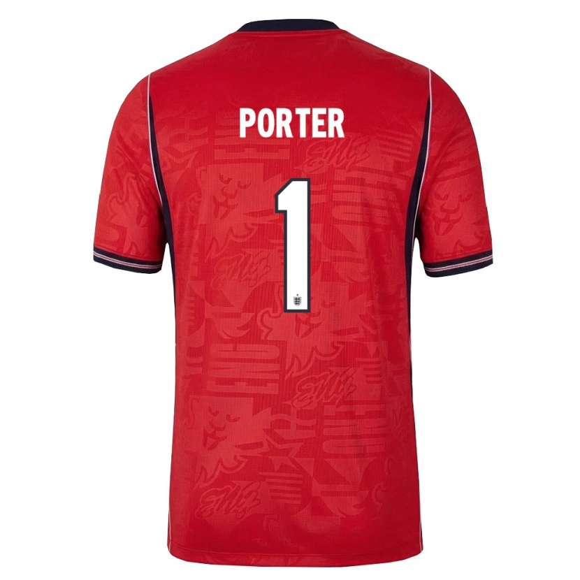 Danxen Niño Camiseta Inglaterra Jack Porter #1 Rojo Marino Blanco 2ª Equipación 26-28 La Camisa México