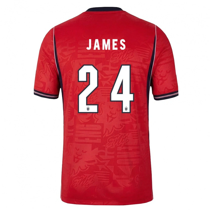 Danxen Niño Camiseta Inglaterra Reece James #24 Rojo Marino Blanco 2ª Equipación 26-28 La Camisa México