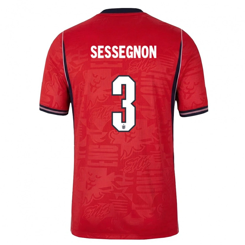 Danxen Niño Camiseta Inglaterra Ryan Sessegnon #3 Rojo Marino Blanco 2ª Equipación 26-28 La Camisa México