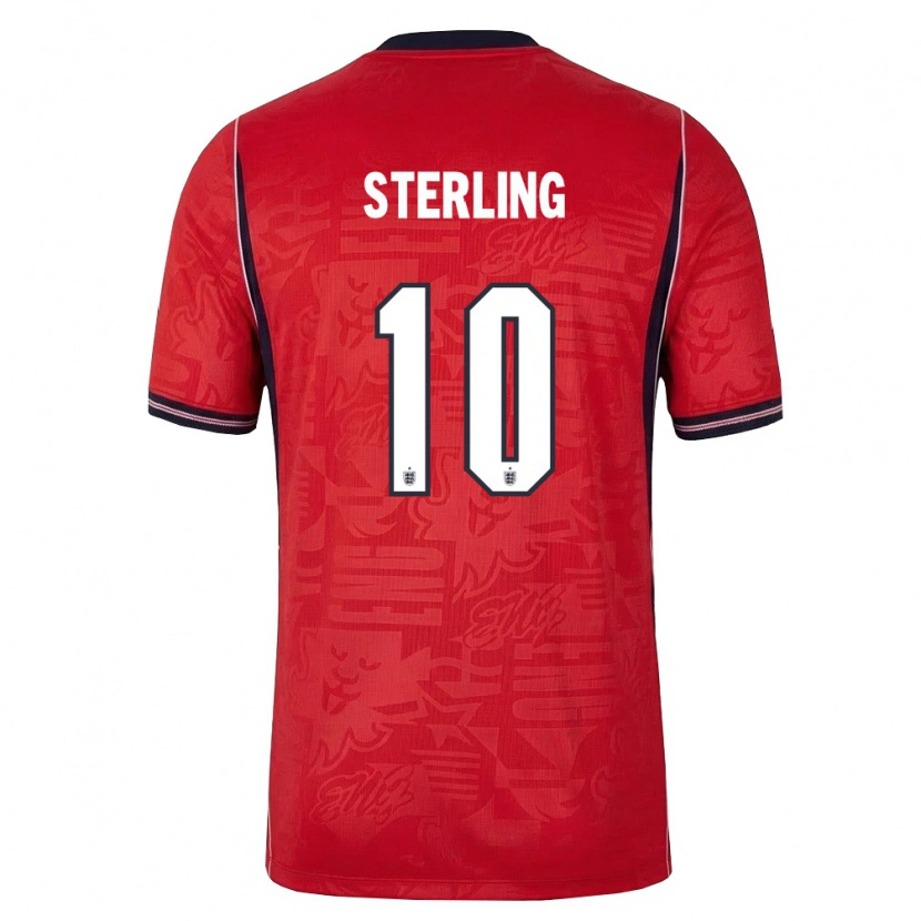 Danxen Niño Camiseta Inglaterra Raheem Sterling #10 Rojo Marino Blanco 2ª Equipación 26-28 La Camisa México