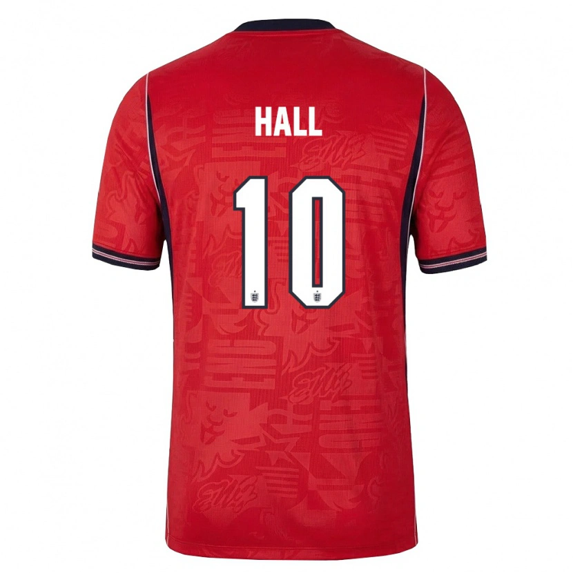 Danxen Niño Camiseta Inglaterra George Hall #10 Rojo Marino Blanco 2ª Equipación 26-28 La Camisa México