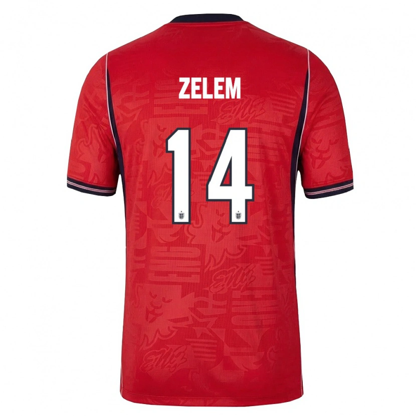Danxen Niño Camiseta Inglaterra Katie Zelem #14 Rojo Marino Blanco 2ª Equipación 26-28 La Camisa México