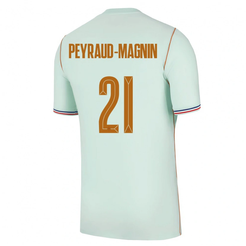 Danxen Niño Camiseta Francia Pauline Peyraud Magnin #21 Verde Oro 2ª Equipación 26-28 La Camisa México