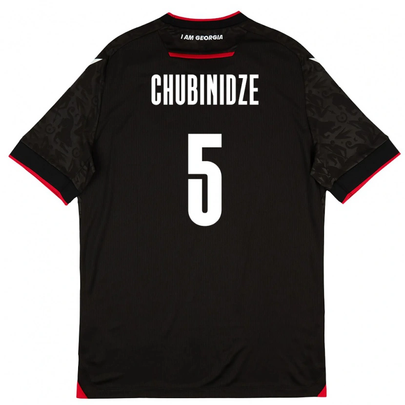 Danxen Niño Camiseta Georgia George Chubinidze #5 Negro Blanco Rojo 2ª Equipación 26-28 La Camisa México